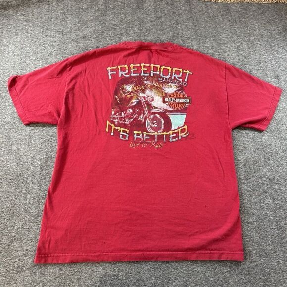 Harley-Davidson Other - Harley Davidson Freeport Bahamas T-Shirt Biker's Paradise Motorcycles Men XL Red